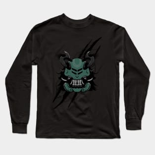 illustration of a horned oni with beast claws background Long Sleeve T-Shirt